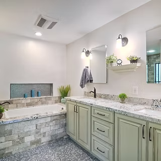 California style primary bath after Snyder Atelier remodel