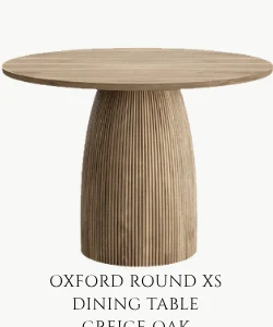 Oxford Round XS Dining Table — Greige Oak — Organic Modern mood board piece