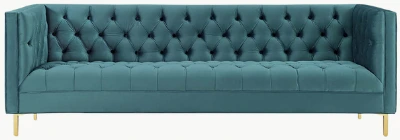 Delight Tufted Button Performance Velvet Sofa in Sea Blue — Eclectic mood board piece