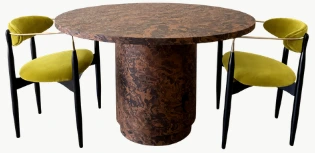 Vintage MCM 1970s Round Burlwood Dining Table — Eclectic mood board piece